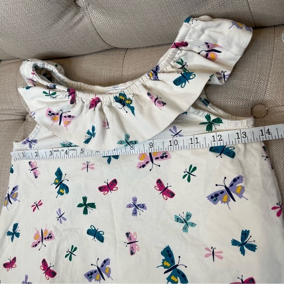 Bc: HANNA ANDERSSON RUFFLE NECK SWING CREAM DRESS ECRU BUTTERFLIES Sz 6-7_120cm - Picture 9 of 9